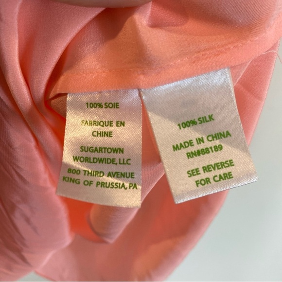 LILLY PULITZER Peach 100% Silk Tank Top Womens Size Medium - Picture 4 of 5